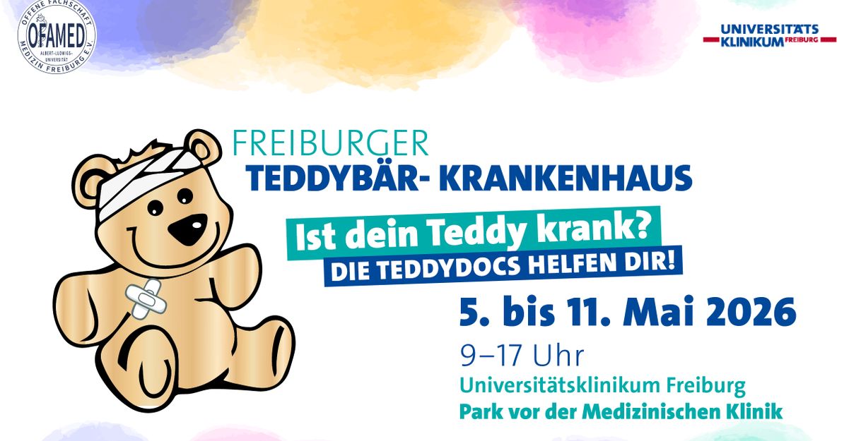 Buntes Bild mit Teddy, der ein Pflaster hat